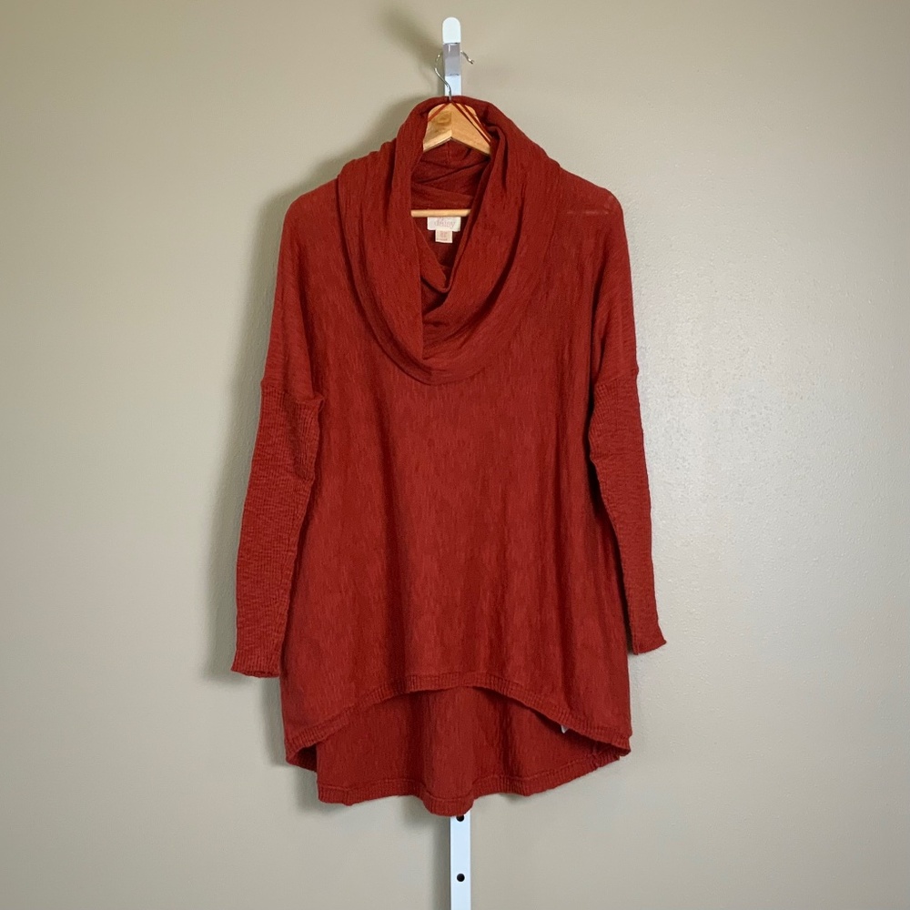 Cape Daisy Draped Cowl Neck Tunic Sweater